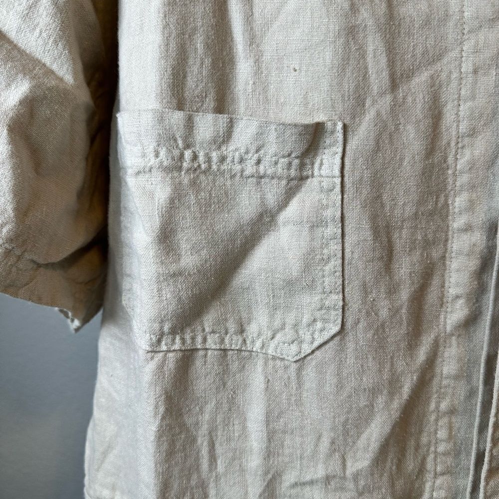 NWT MATE The Label Plus Size Classic Utility Linen Jumpsuit Natural Color - 3XL - Picture 10 of 12
